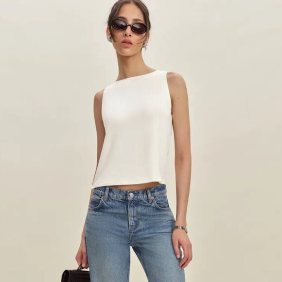 Reformation Pears Knit Top – White – Large - Picture 1 of 8